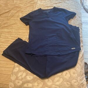 Navy Grey Anatomy Scrub set